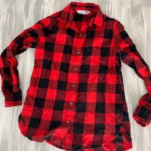 Red and black flannel button up